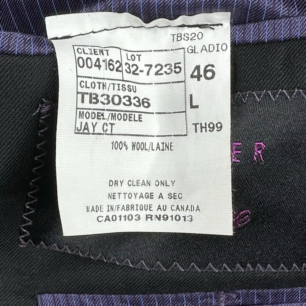 Ted Baker Suit Jacket Mens 46L Black Endurance Jay‎ CT 100% Wool Business Preppy